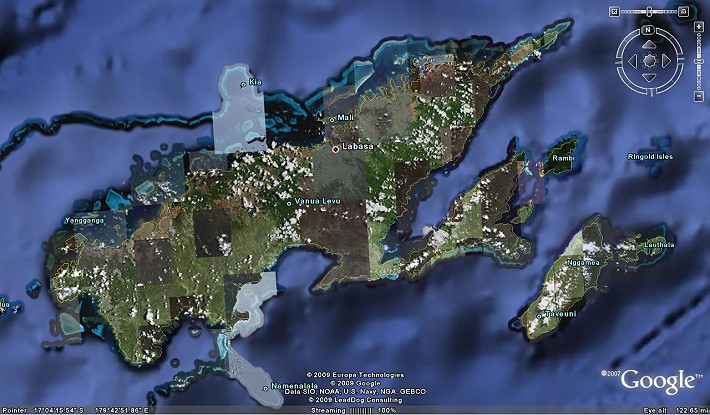 Mappa di Vanua Levu da Google Earth