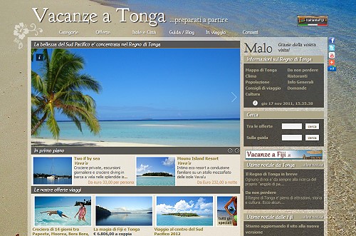 La homepage di Vacanze a Tonga .it